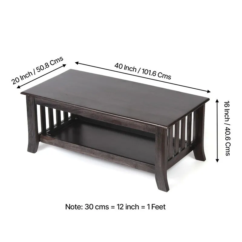 Bravon Sheesham Wooden Center Table - Black media 12