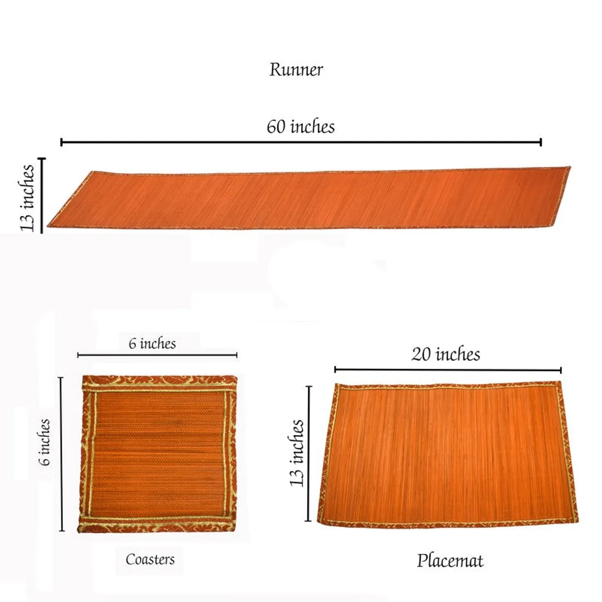 Dining Flow Bamboo Table Linen Set (Orange) - Thirteen Piece Set - 10