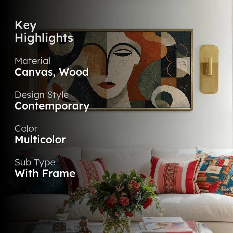 Modern Visage Canvas Wall Painting With Frame media 2