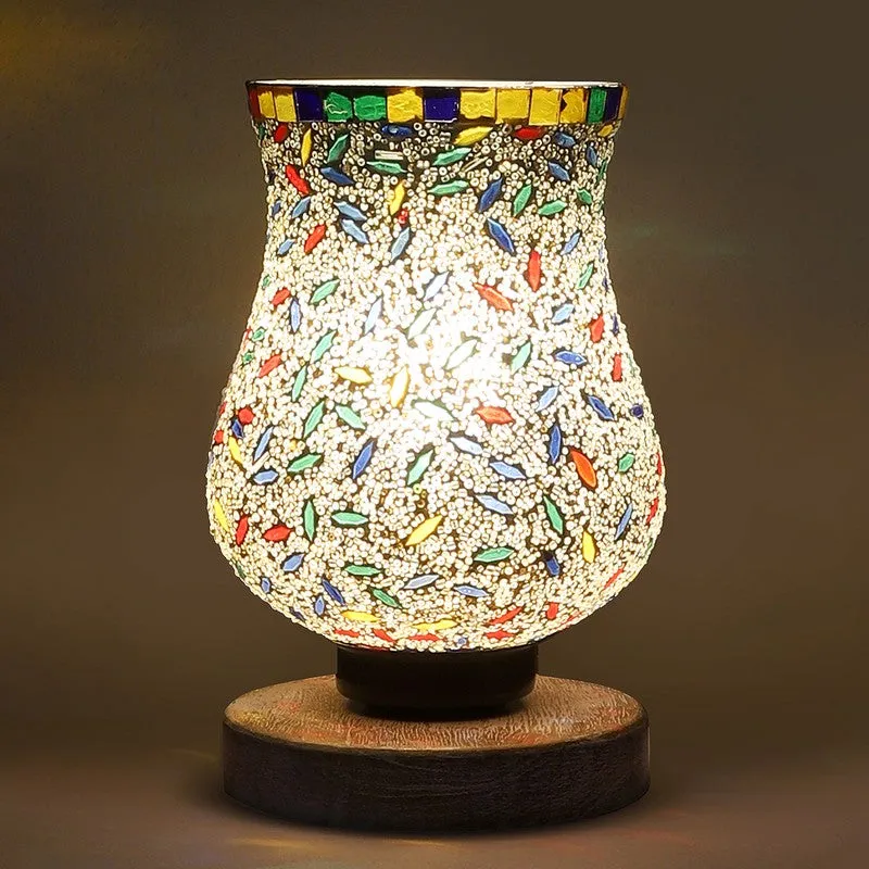 Aurean Mosaic Glass Table Lamp With Wooden Base - Multicolor media 6