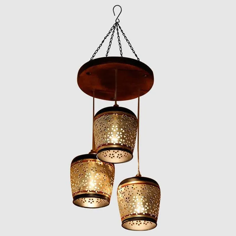 Astral Aura Copper and Wood Ceiling Lamp media 4