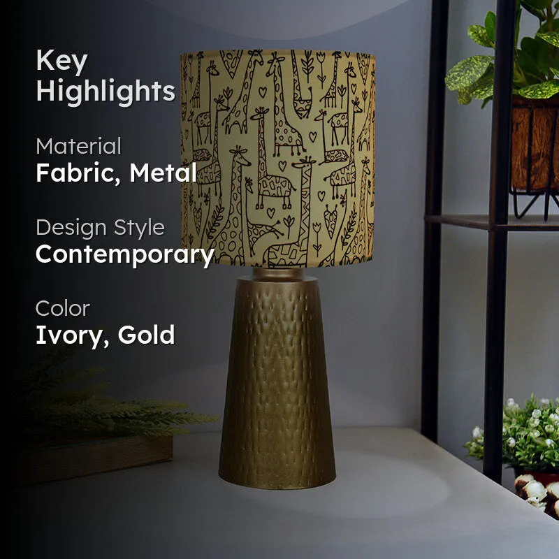 Doodled Savannah Blunt Fabric Table Lamp - Ivory,Gold media 2