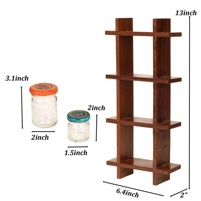 Samparathi Wooden Wall Shelf With Pots - Five Piece Set media 6