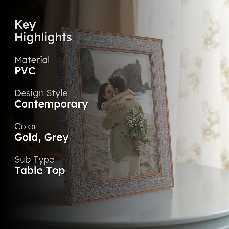 Nova Brushed Photo Frame -  Grey & Gold media 2