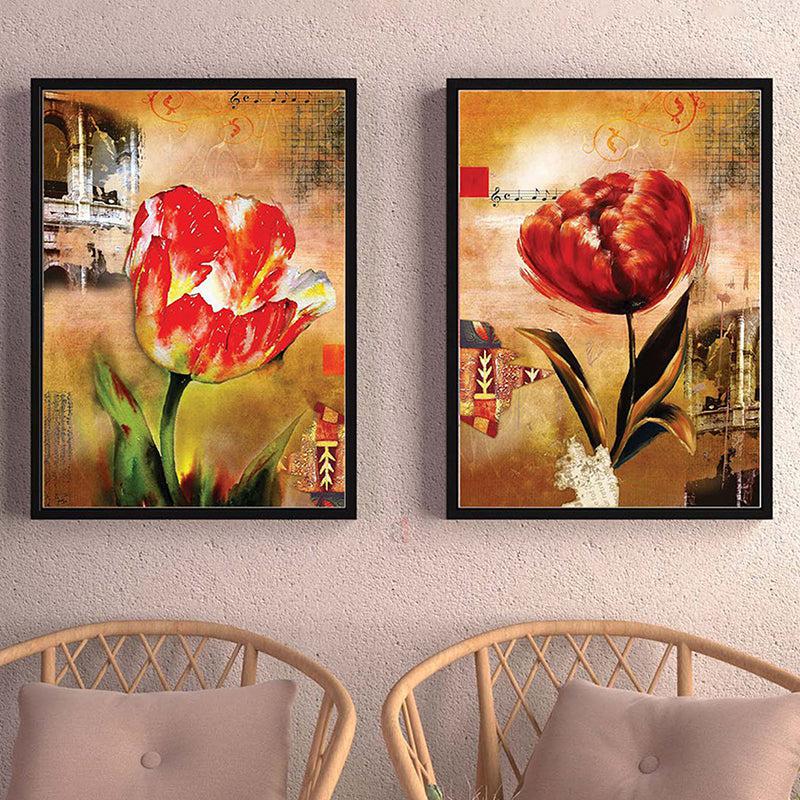 Primo Rose Wall Painting - Set Of Two