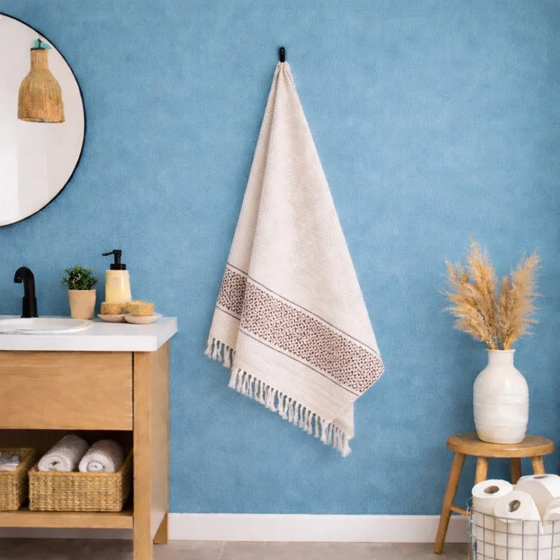 MosacStrip Cotton Hand & Bath Towel (Beige) - Set of Two media 3