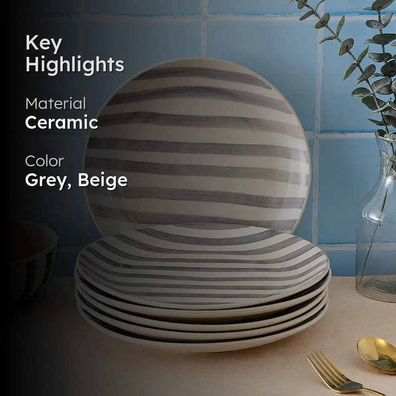 Cross Strips Ceramic Dinner Plate - Set Of Six media 2