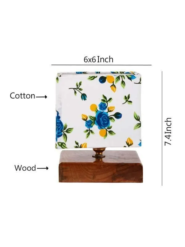 Blue Daisy Square Fabric Table Lamp - Multicolor media 6