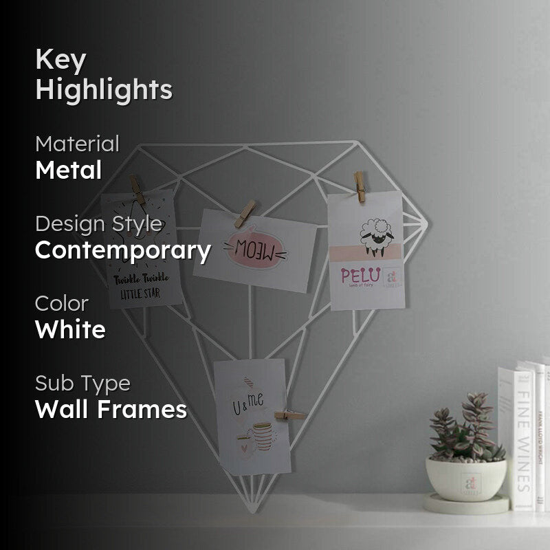 Pavé Diamond Metal Photo Frame - White media 2