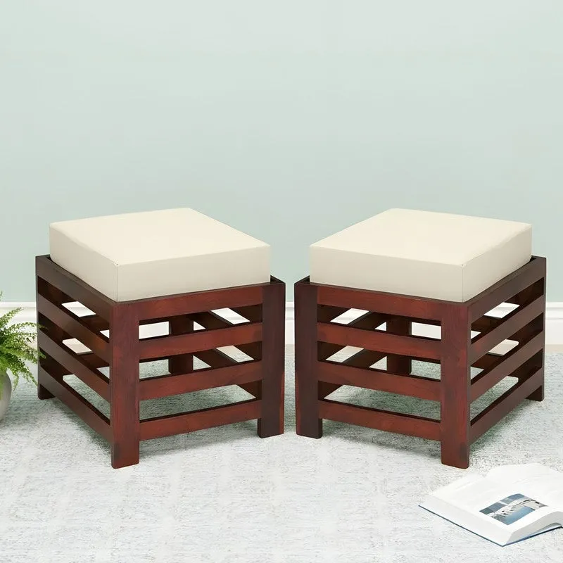 Tavex Sheesham Wooden Bench with Cushions (White) - Four Piece Set media 1