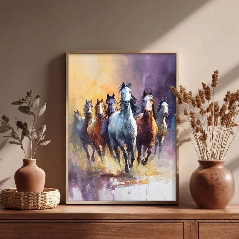 Untethered Horse Wall Painting With Brown Frame media 5