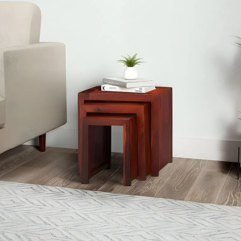 Sverox Sheesham Wooden Side & Bedside Table (Deep Brown) - Set Of Three media 3