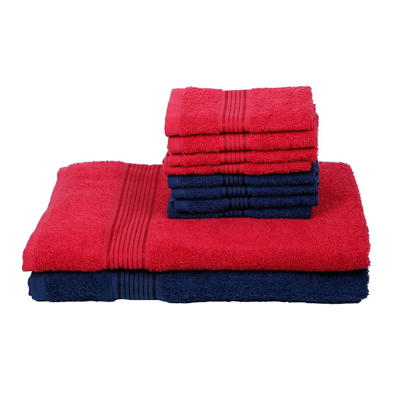 Comfora Bath & Face Towel Set (Blue,Red) - Ten Piece Set media 4