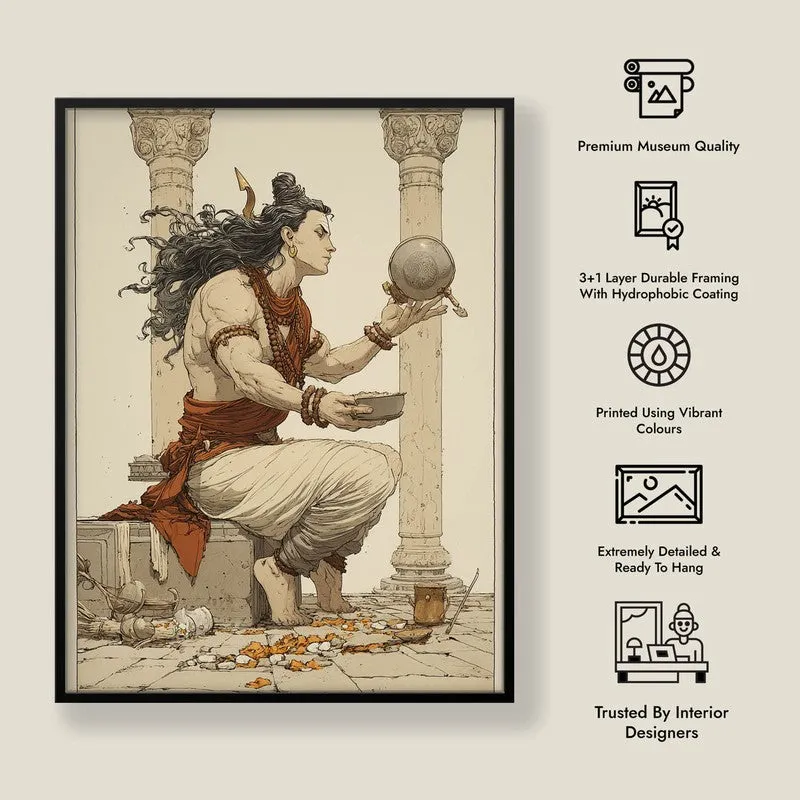 Lord Shiva with Kamandalu Divine I Archival Paper Wall Art media 8