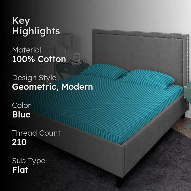 Chic Lines Geometric Cotton Bedsheet (Electric Blue) - 210 TC media 2