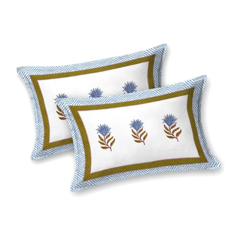 Gardena Cotton Bedsheet (White,Blue) - 240 TC media 4
