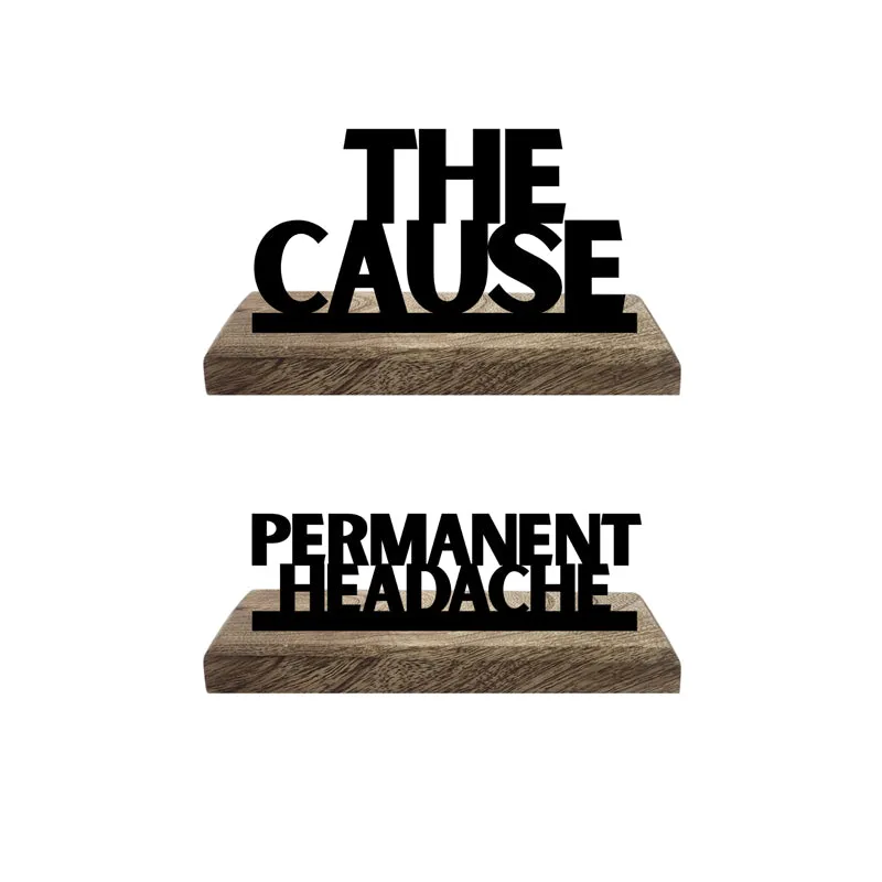 Permanent Headache Typography Showpiece - Set Of Two media 4