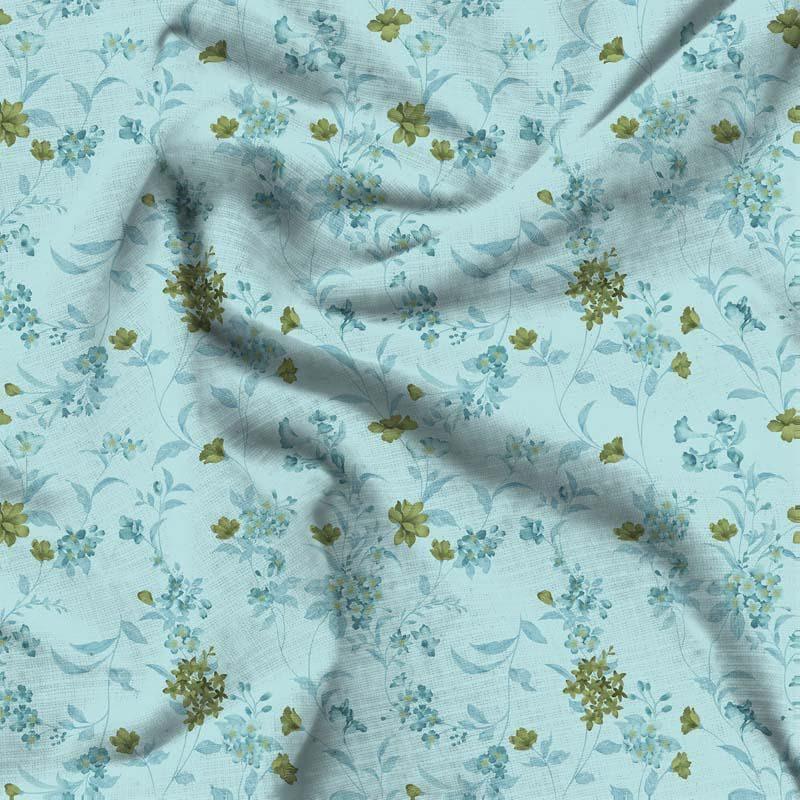 Floral Fun Cotton Bedsheet (Cyan) - 180 TC media 4