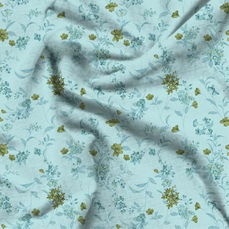 Floral Fun Cotton Bedsheet (Cyan) - 180 TC media 4
