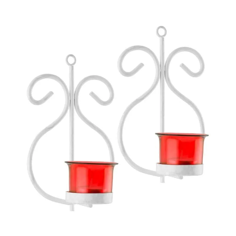 Seina White Frame Sconce Candle Holder (Red) - Set Of Two media 3