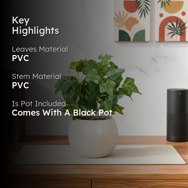 Artificial Ivy Plant With Black Fiber Pot - 0.9 Feet media 2