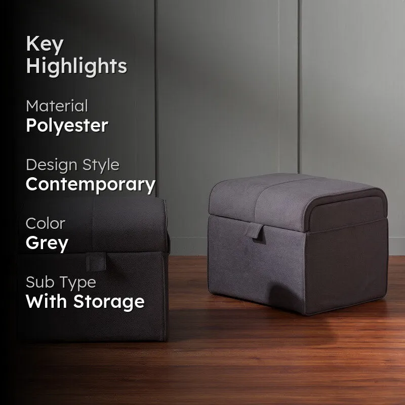 Dotty Polyster Ottomans (Grey) - Set Of Two media 2