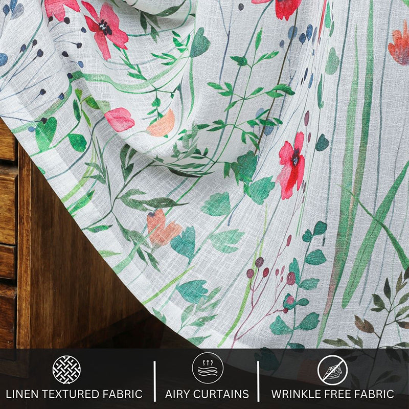 Aersica Linen Texture Sheer Curtain - Set Of Two media 4