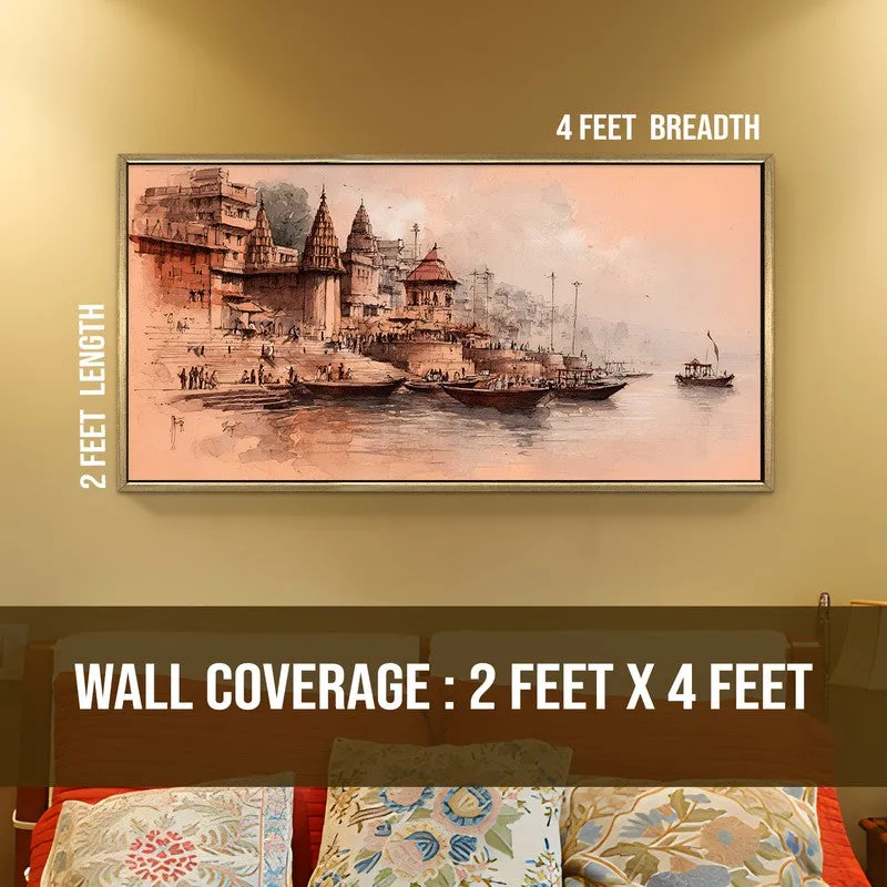 Saffron Dusk at the Ghats Wall Art media 8