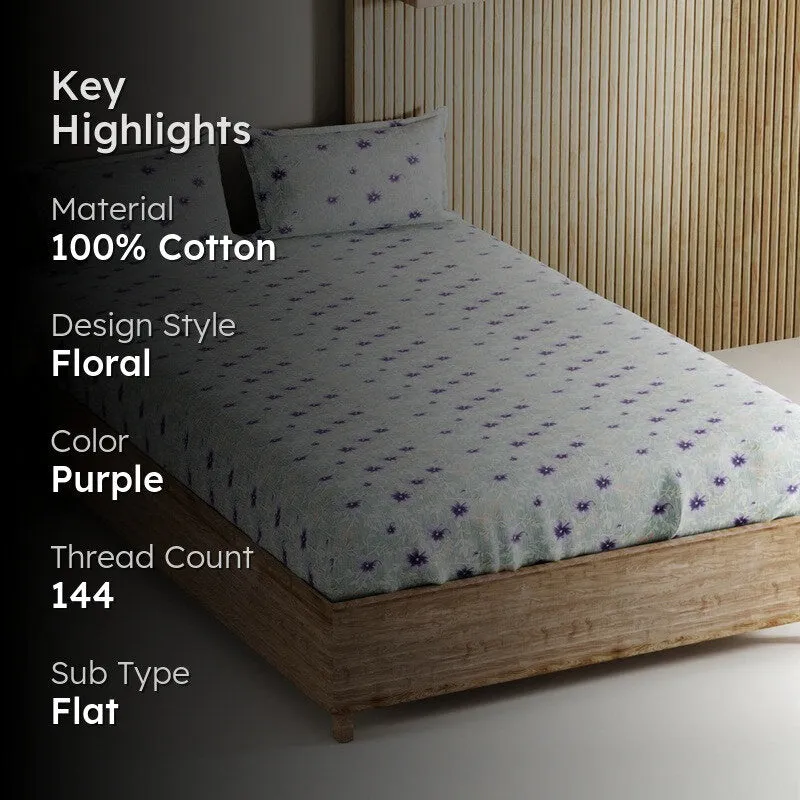 Nyric Cotton Bedsheet (Purple) - 144 TC media 2