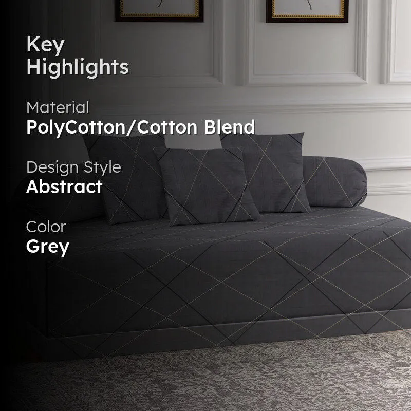 Gray Lines Diwan Set - Six Piece Set media 2