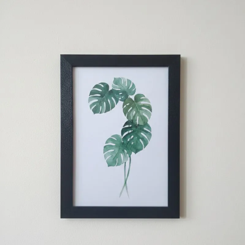 Minimalist Green Botanical Wall Painting With Black Frame - Set Of Three media 4