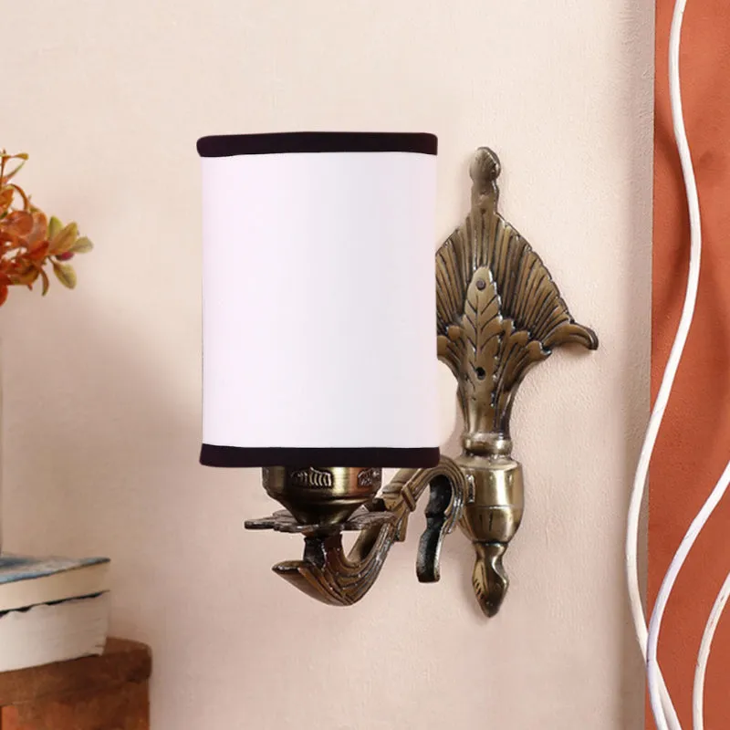Magda Masique Cylindrical Fabric & Metal Wall Lamp - White & Black media 3