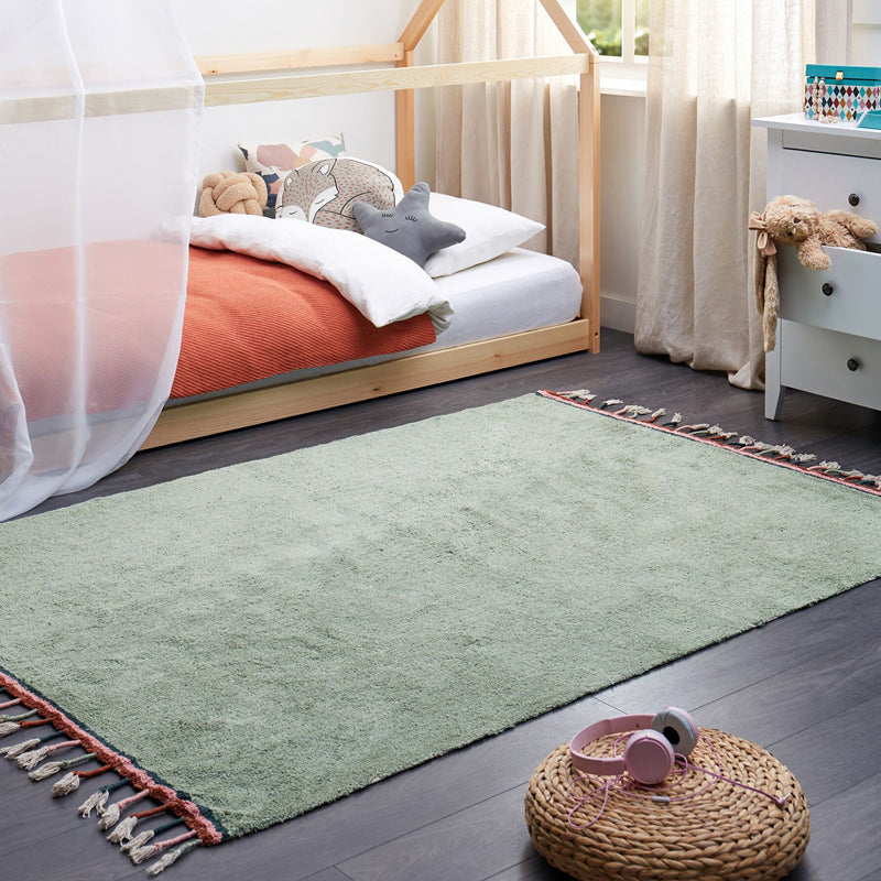 Serene Soft Tufted Cotton Area Rug - Sage Green media 3