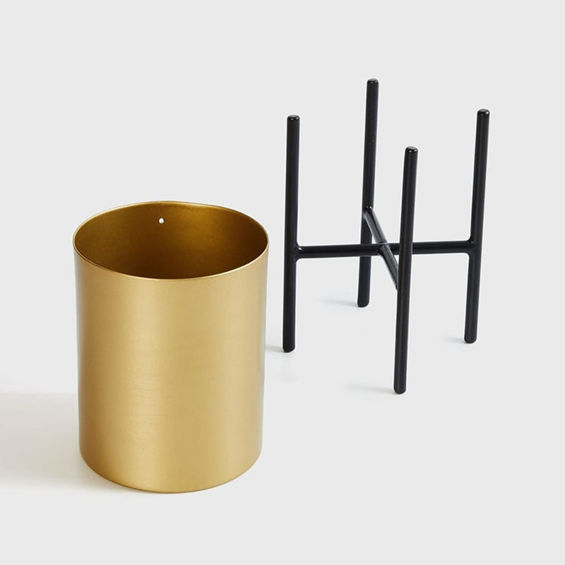 Ashiya Metal Planter With Stand - Gold media 6