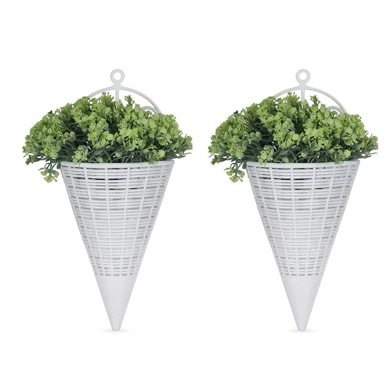 Artificial Flowers (Green) with Pot - Set Of Two media 6