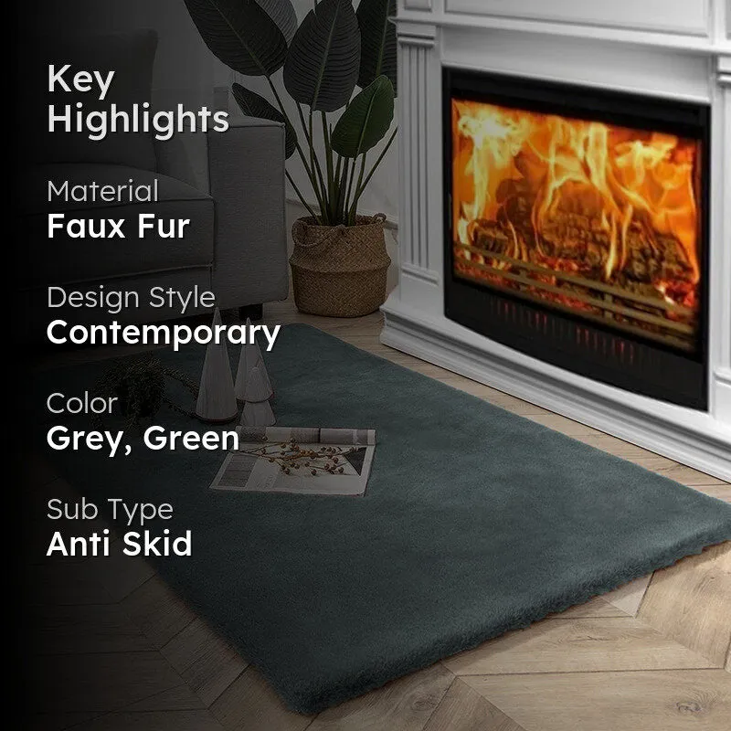 Ruffle Luxe Faux Fur Area Rug - Grey media 2