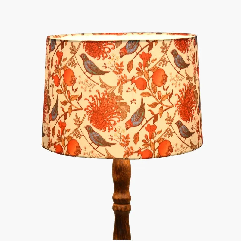 Birdsong Bloom Printed Wooden Floor Lamp - Ivory & Red media 4