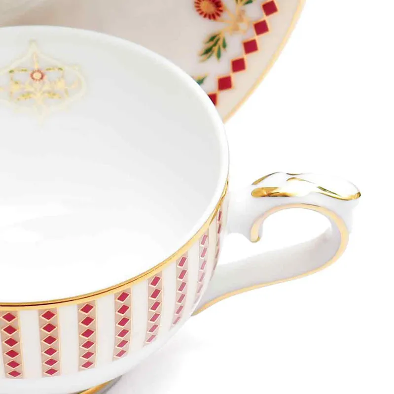 Gilded 24k Gold Brushed Porcelain Tea Cup & Saucer (280 mL) - Set of Six media 5
