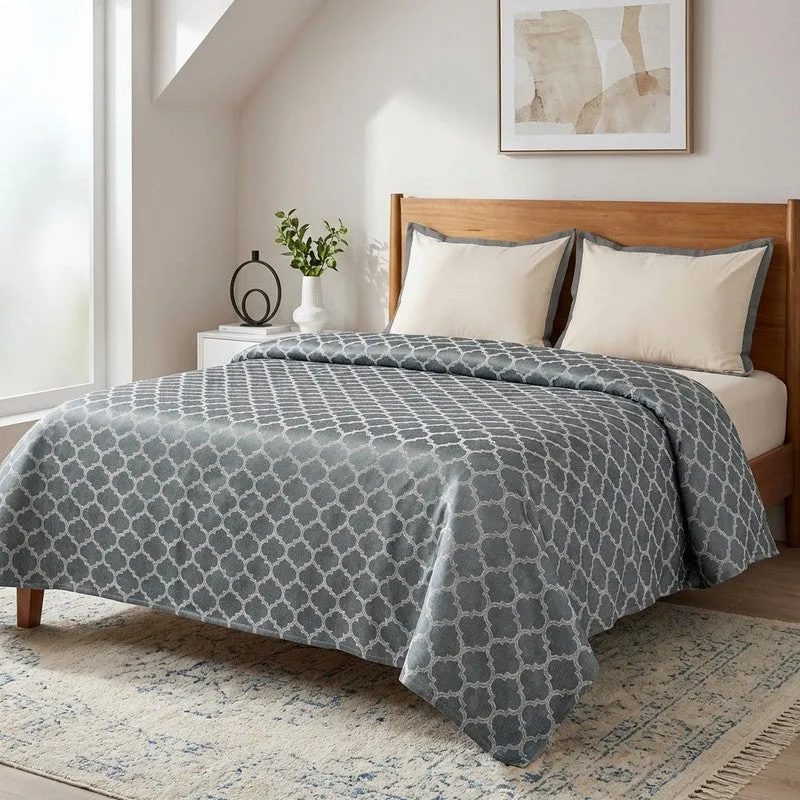 Axis Aura Cotton Bedsheet (Grey) - 224 TC media 1
