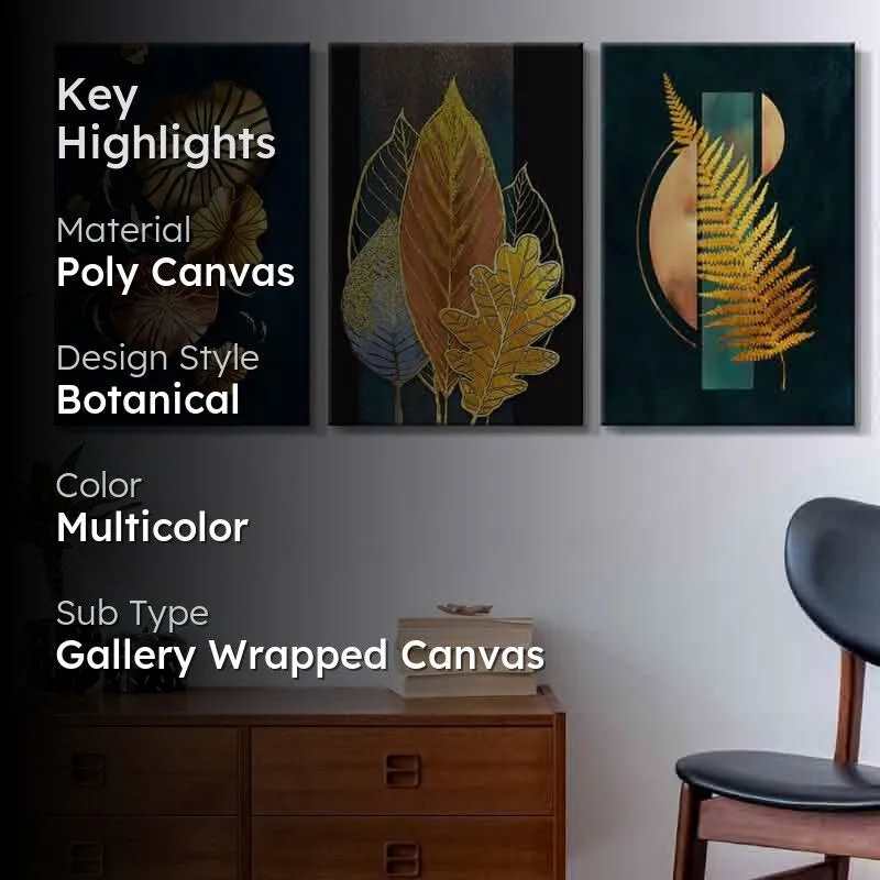 Midas Touch Poly Canvas Wall Art - Three Piece Set media 2