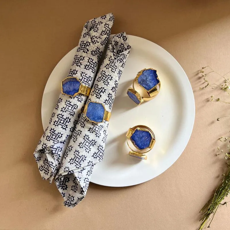 Suzzaine Handcrafted Agate Napkin Rings (Blue) - Set Of Six media 3