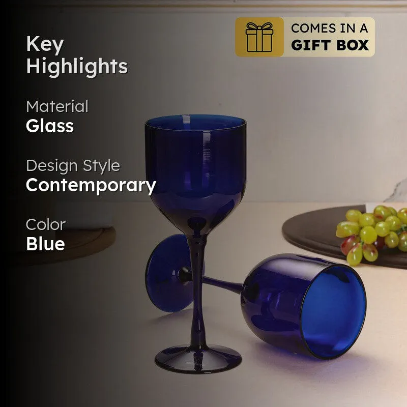 Indigo Delight Wine Glasses (250 Ml) - Set Of Two media 2