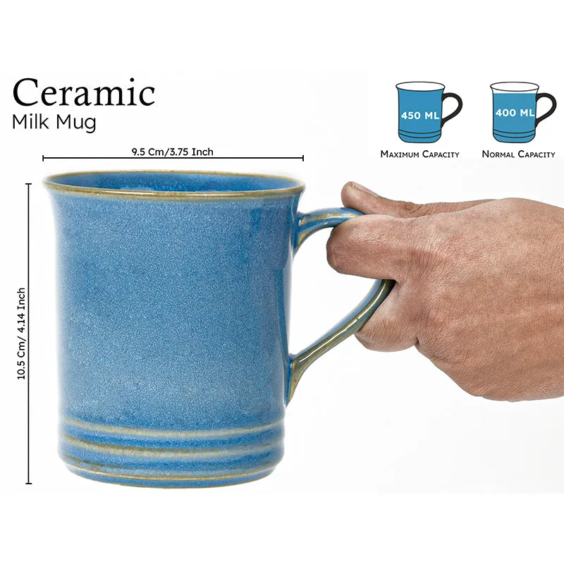 Brew Ceramic Coffee Mug (450 mL EachLight Blue) - Set of Two media 9
