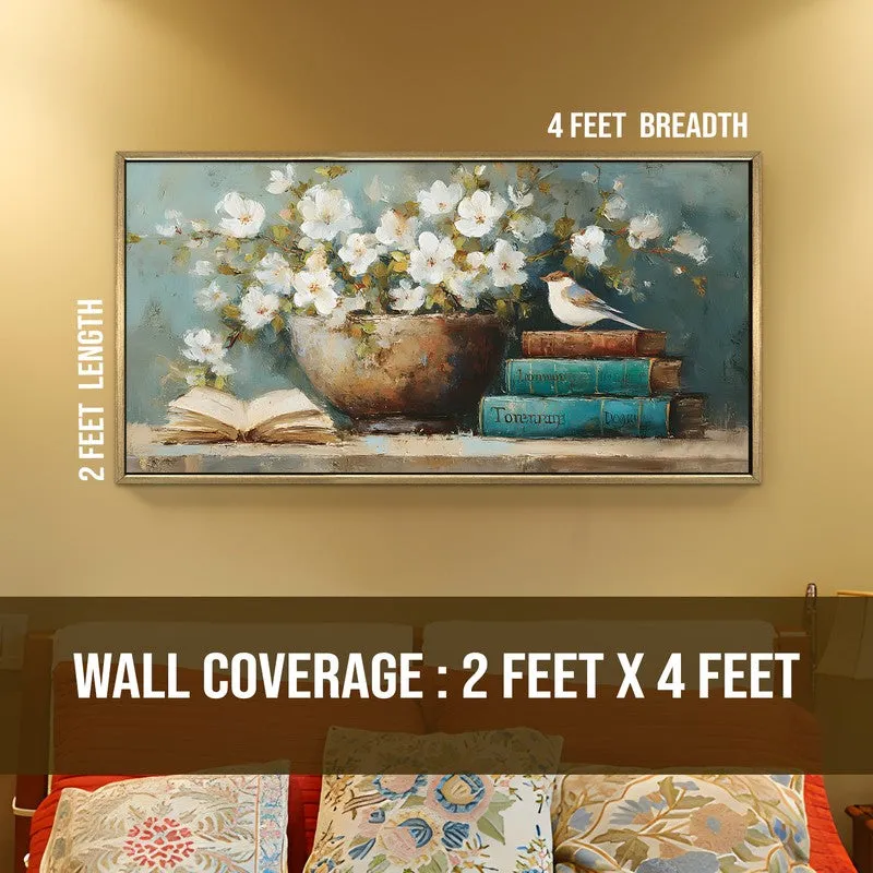 Sparrows Pause Canvas Wall Painting With Frame media 8