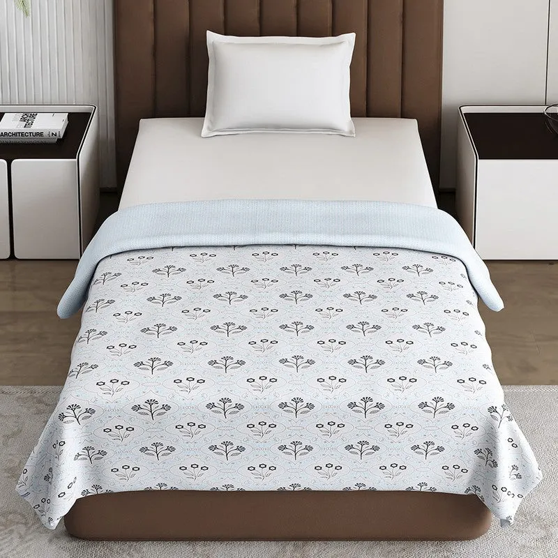 Monte Carlo Petaluxe Floral Polycotton Reversible Dohar (Light Blue) - 150 GSM media 5