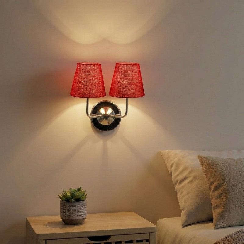 OrbitShade Crimson Weave Jute Wall Lamp