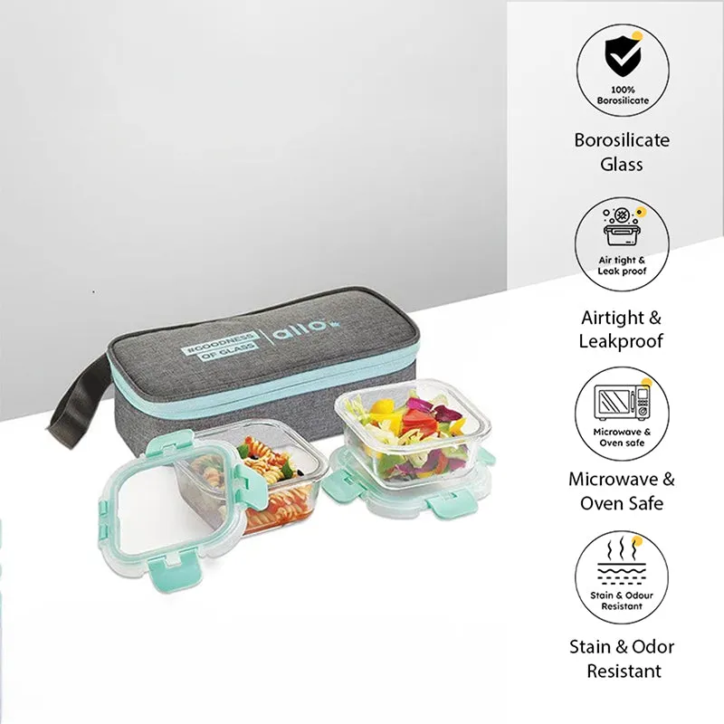 Jonas Lunchbox With Rectangle Grey Bag (310 ML) - Set Of Two media 1
