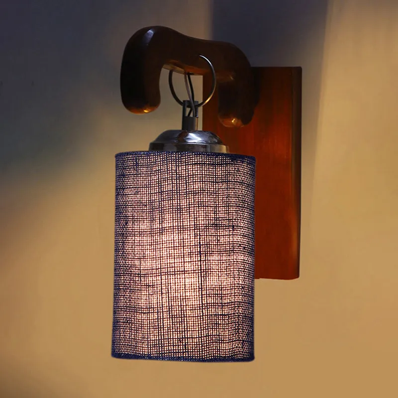 Klarion Jute & Wooden Wall Lamp - Blue media 5