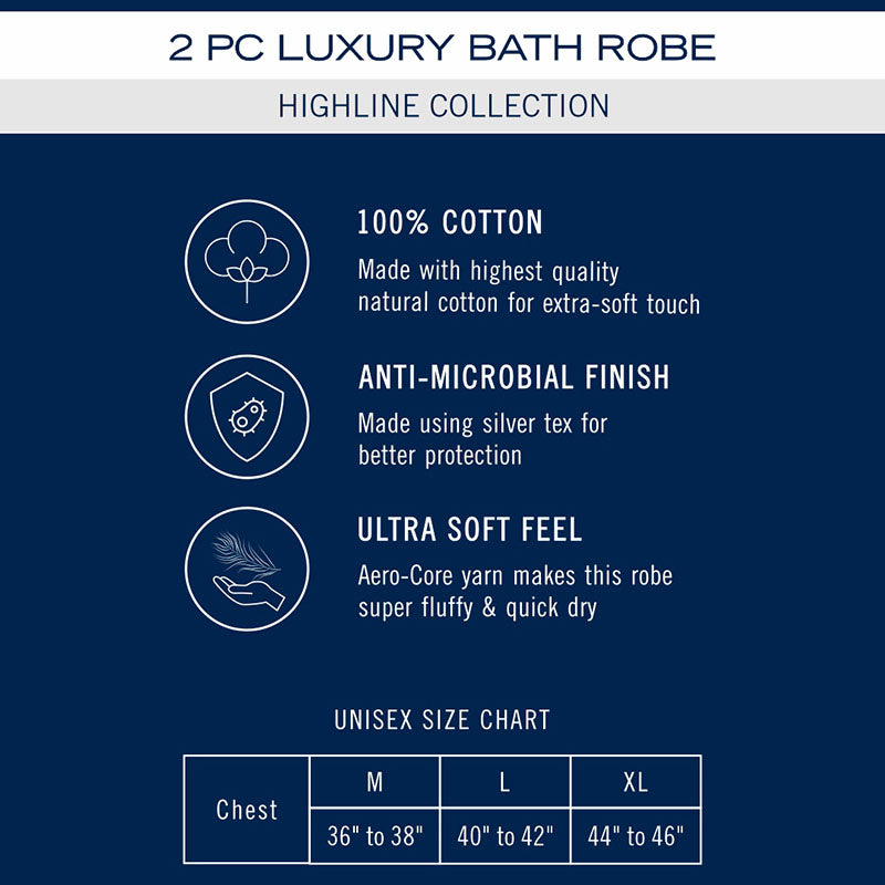 Nautica His & Hers Cashmere Dreams Cotton Bath Robe (Coral & Navy Blue) - Set Of Two media 8