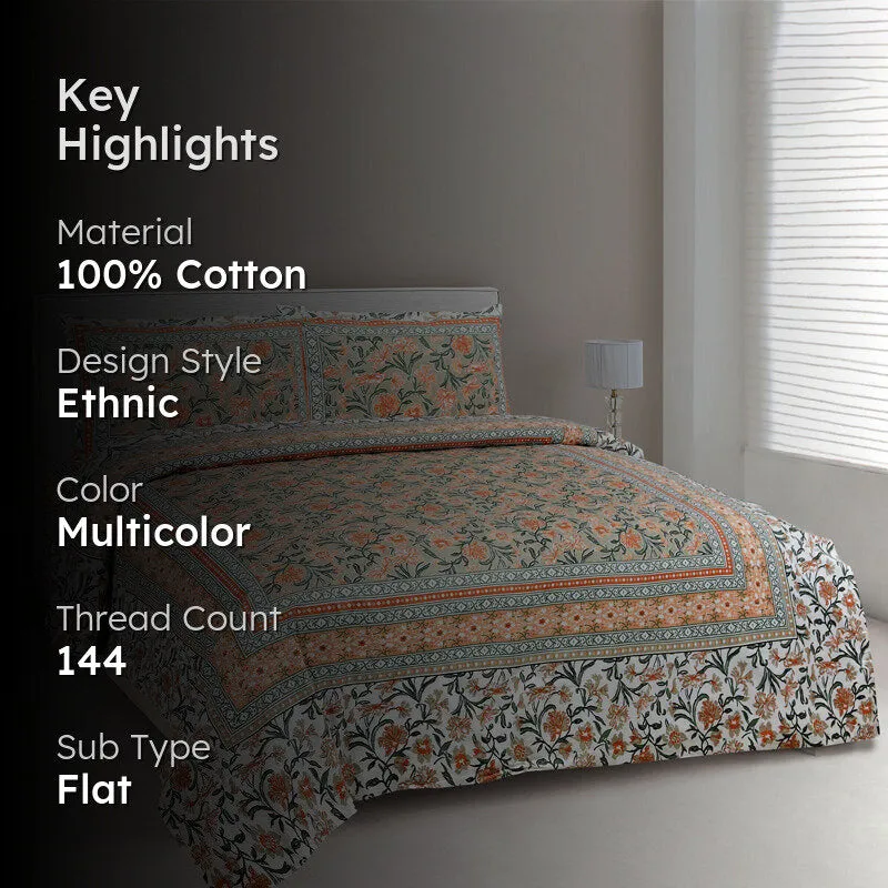 Flowerette Jaipuri Cotton Bedsheet - 144 TC media 2